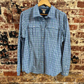 Duluth Trading Womens Medium Button Up Shirt Blue Plaid Long sleeve vented