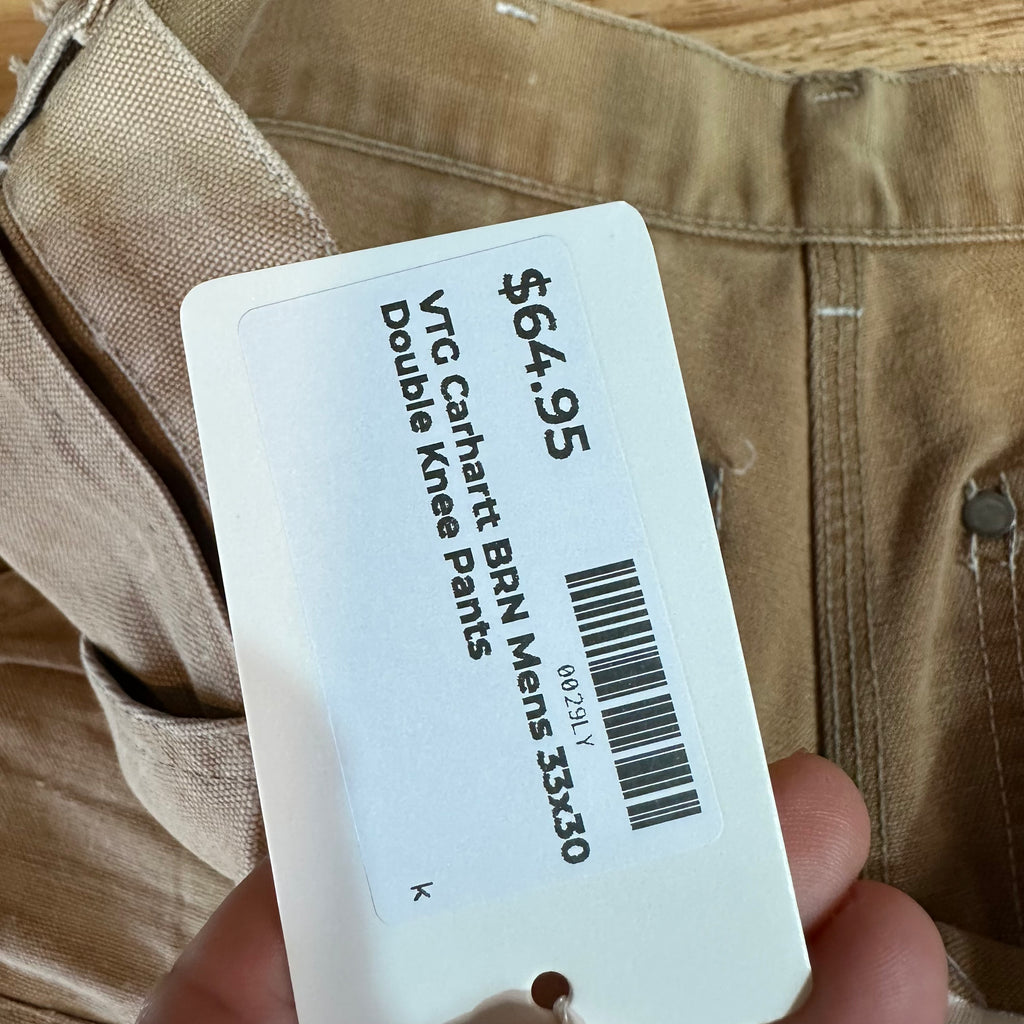 VTG Carhartt 62W Brown Mens 33x30 Double Knee Pants