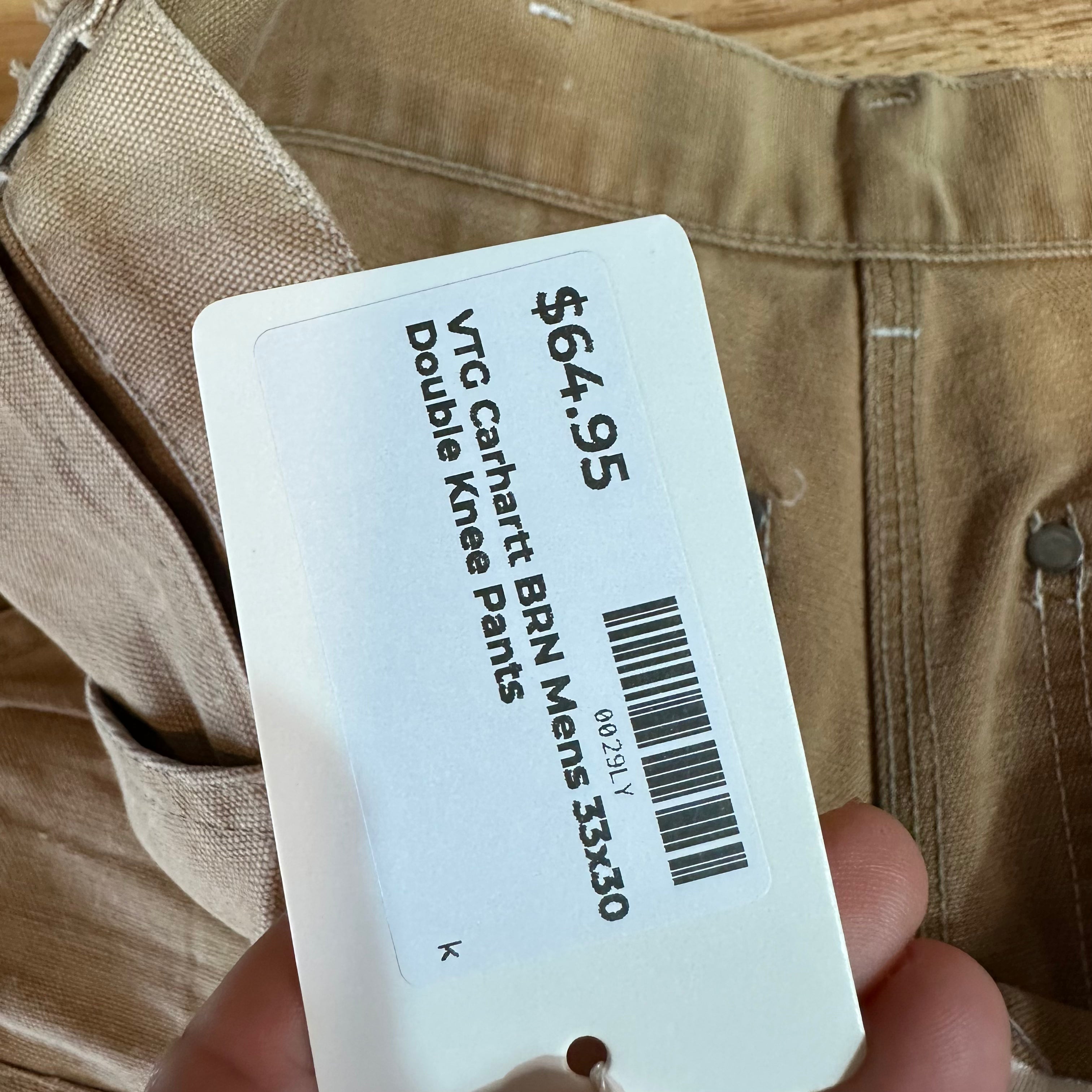 VTG Carhartt 62W Brown Mens 33x30 Double Knee Pants