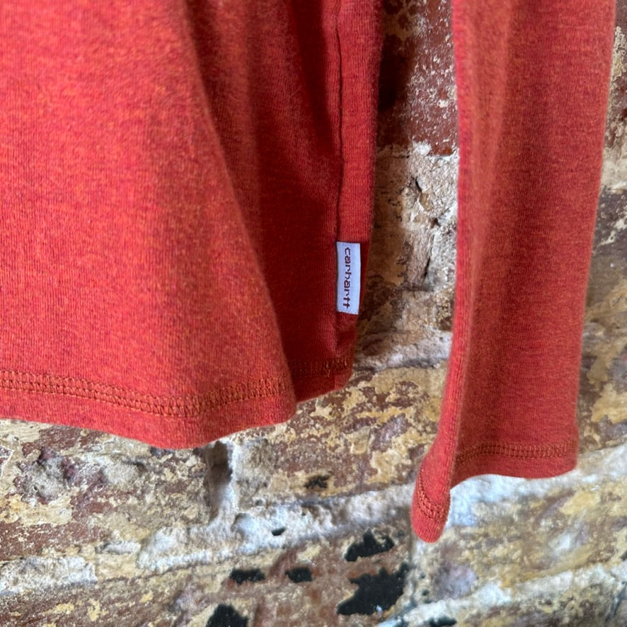 Carhartt T-Shirt Womens XL Long sleeve Work casual reddish orange