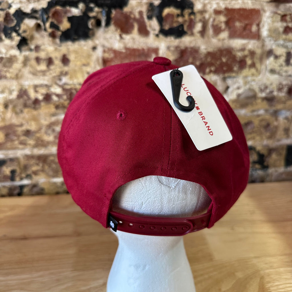 Lucky Brand Mens Red Varsity L Logo Snapback Hat Adjustable Cotton Baseball Cap