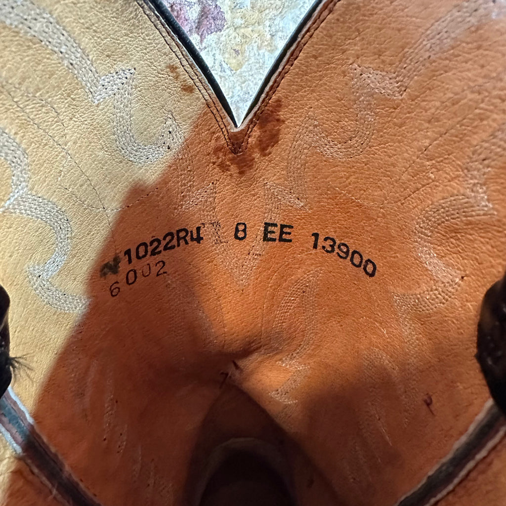 Lucchese 1883 Full Quill Ostrich Wingtip Mens 8 EE Black Cherry Cowboy Boots