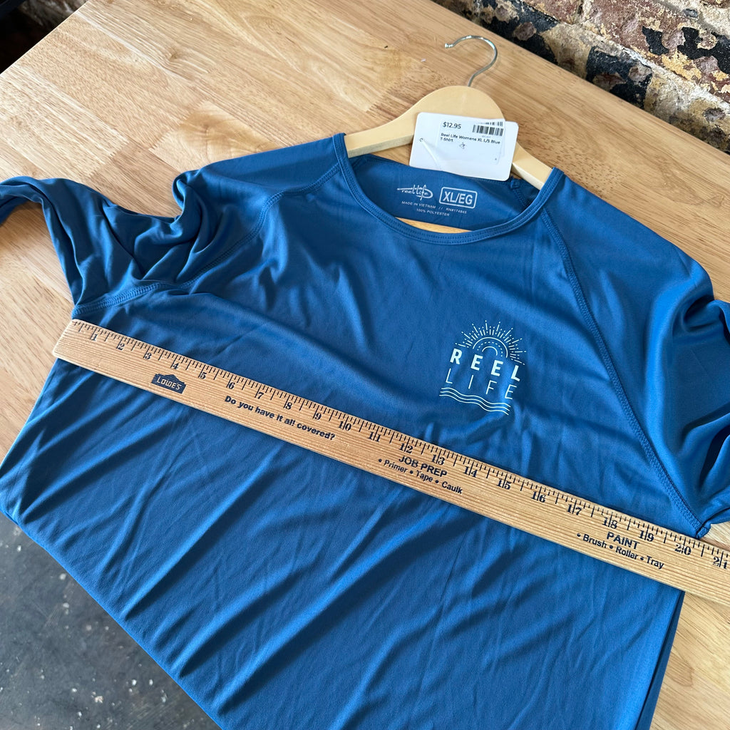 Reel Life Long Sleeve Shirt Women's Size XL Blue Water Fishing