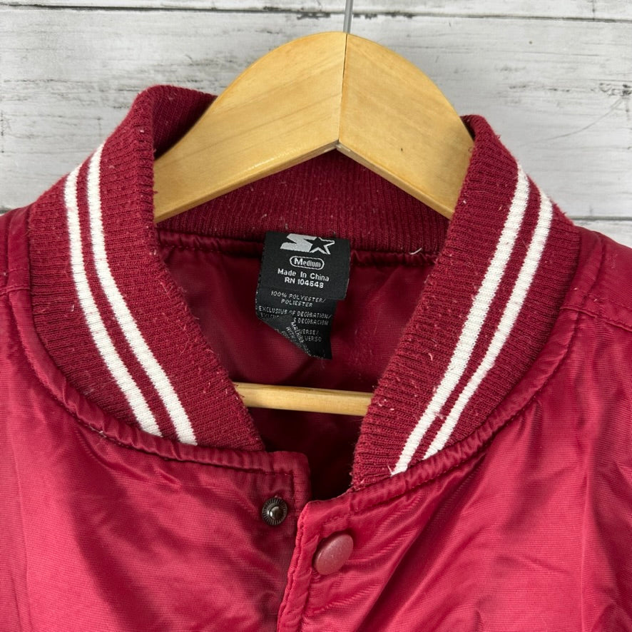 Arkansas Razorbacks Starter Jacket Mens Medium Red Satin Bomber NCAA SEC &nbsp;