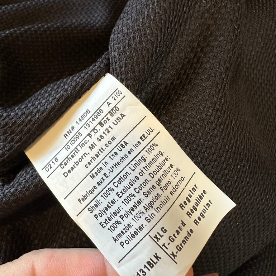 Carhartt J131 Black Jacket Mens XL