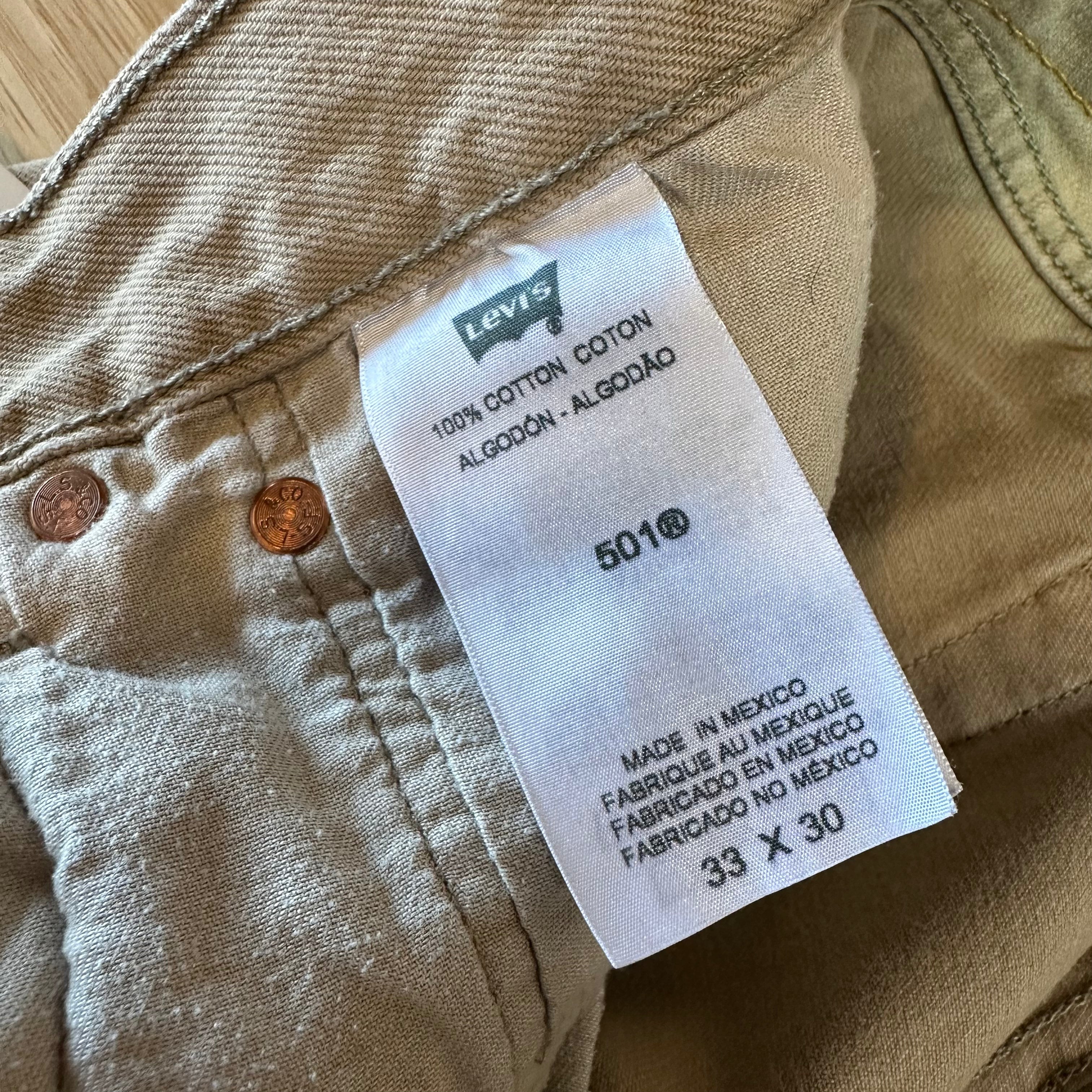 Levi's 501 Mens 33x30 Tan Jeans