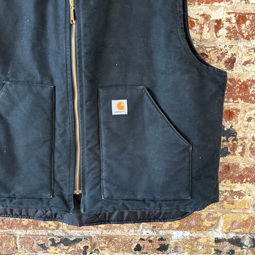 Carhartt Canvas Vest V01 BLK Men's Size 2XL Full Zip Black