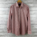 Psycho Bunny Shirt Mens 16.5 34/35 Red White Floral Stretch Slim Fit Button Up