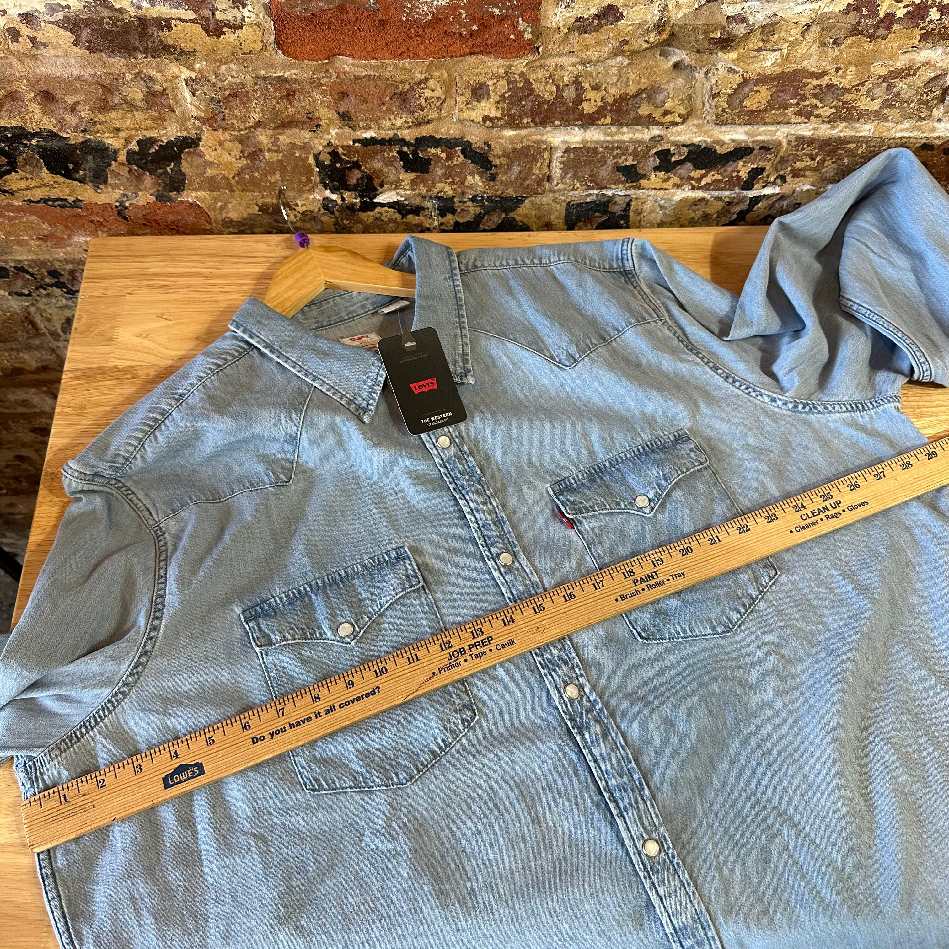Levi's Mens 3XL Tall Pearl Snap Western Jean Shirt NEW