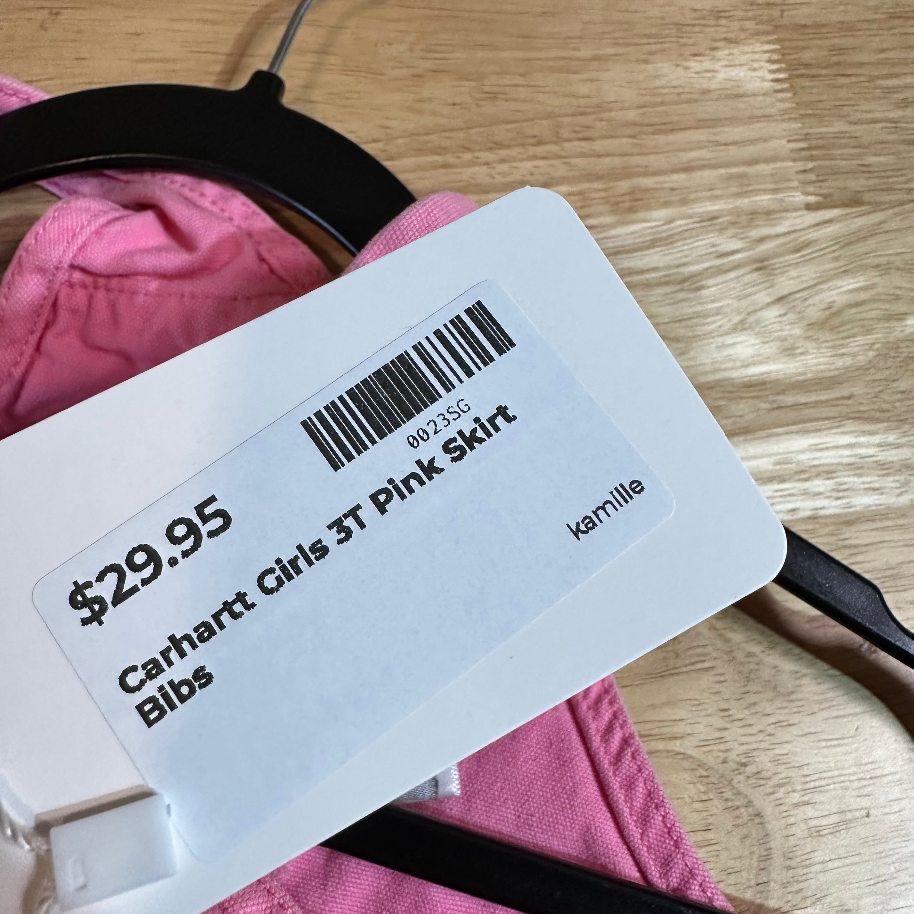 Carhartt Toddler Girls Size 7M pink Jean skirt denim bibs overalls cotton