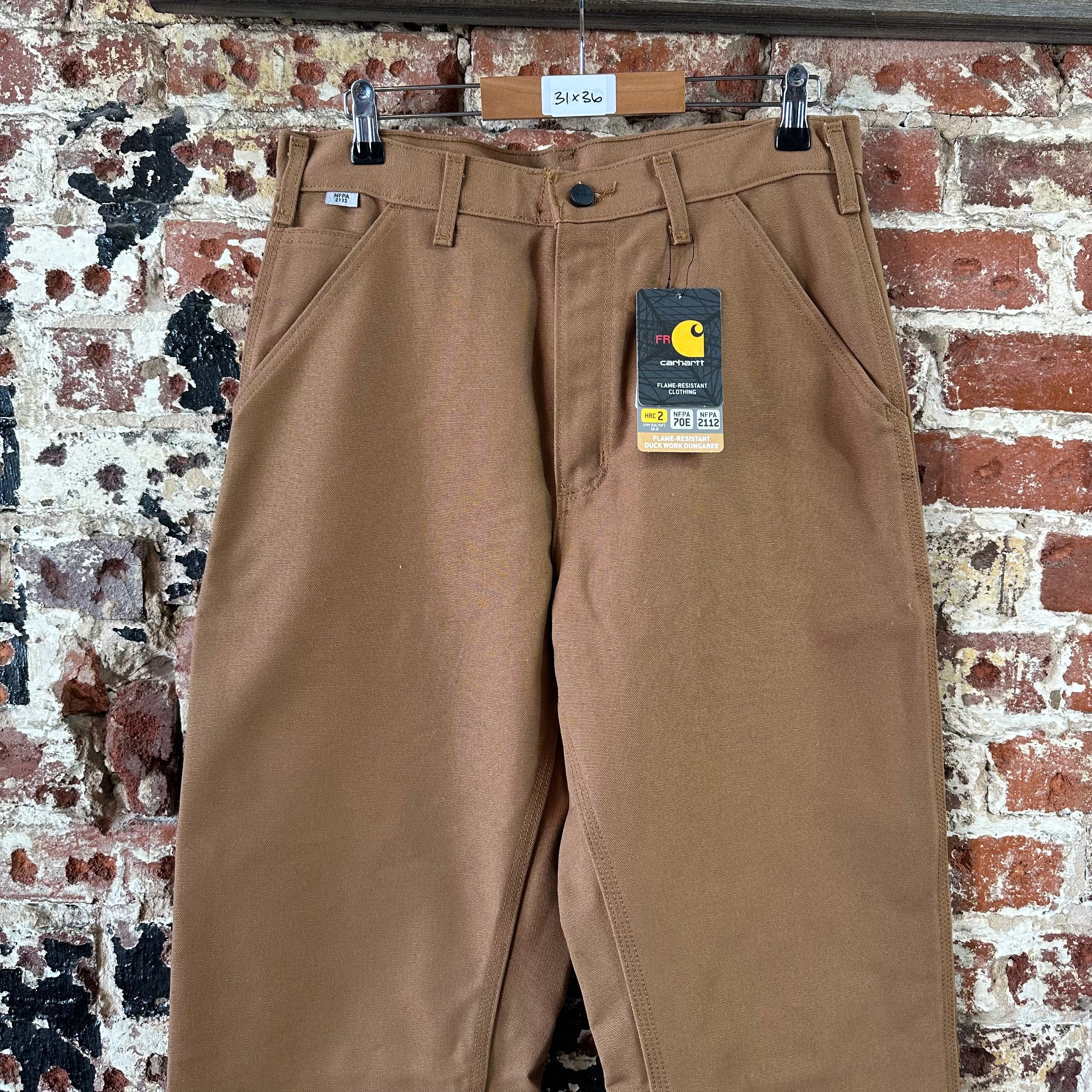Carhartt FR Flame Resistant Work Duck Canvas Pants Mens 31x36 FRB229 Brown New