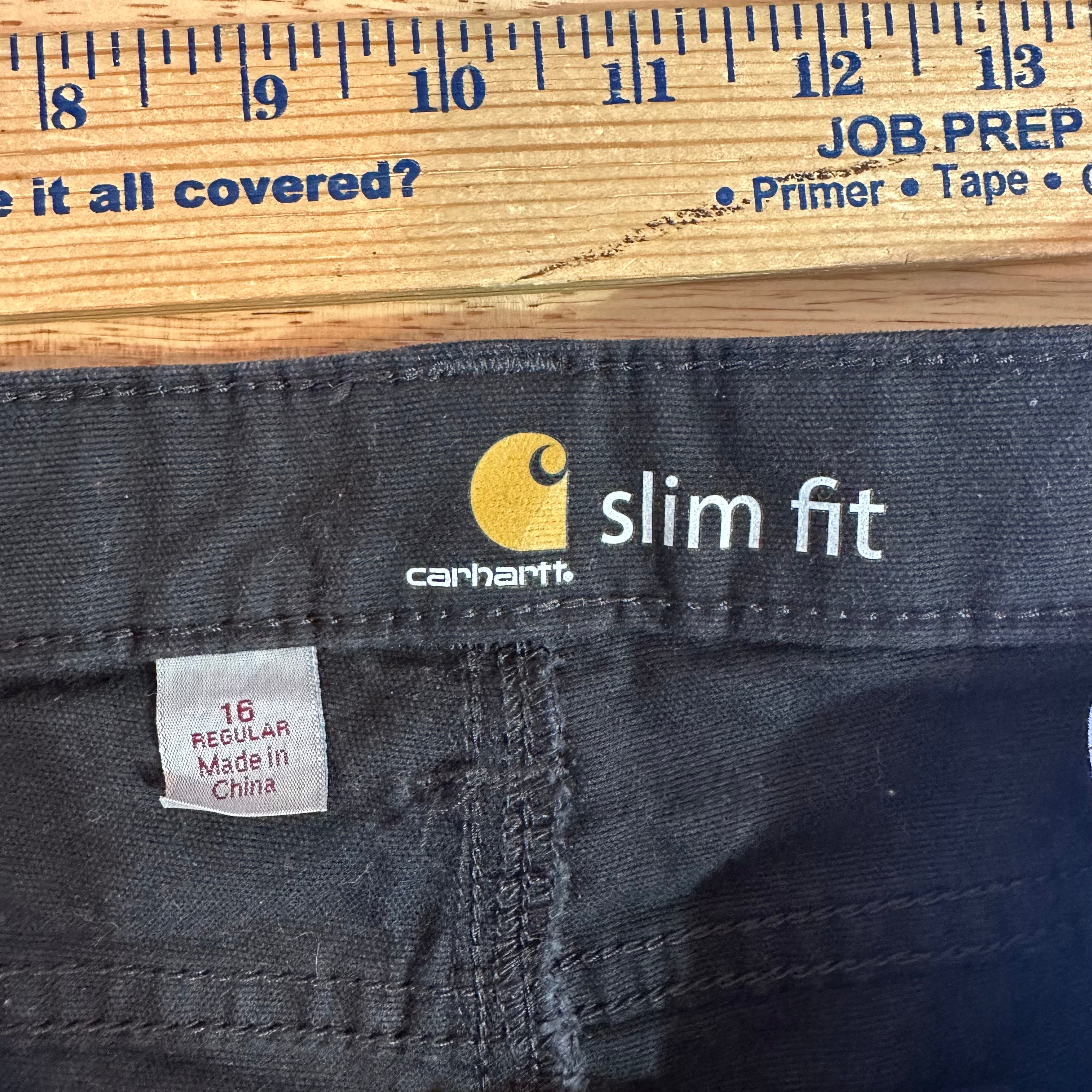 Carhartt Canvas Pants Womens Size 16 Slim Fit (37x29) Black Work BLK