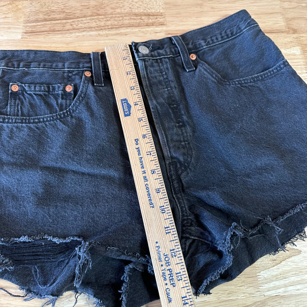 Levi's Cut Off Denim Black Jean Shorts Womens 31 Distressed- 32x2.5"