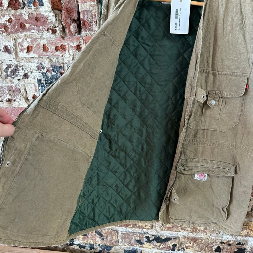 On The Brink Vest 90’s Vintage Fishing Hunting Utility Cargo Mens XL Tan