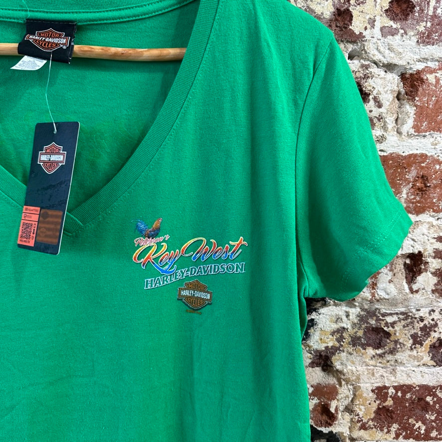 Harley Davidson Women's XL Short Sleeve green T-Shirt V-Neck NEW