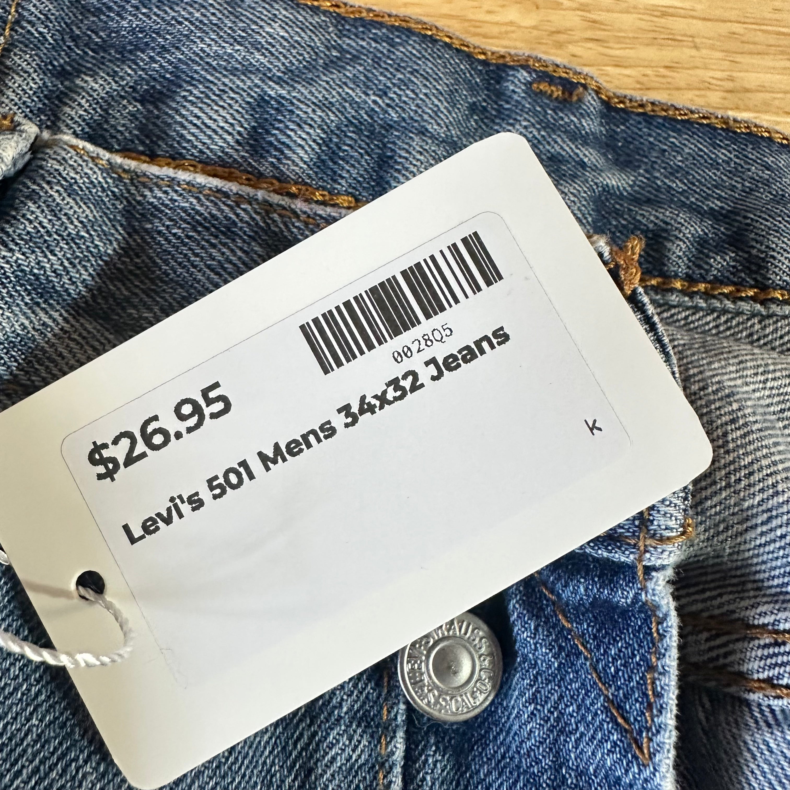 Levi's 501 Mens 34x32 Blue Jeans