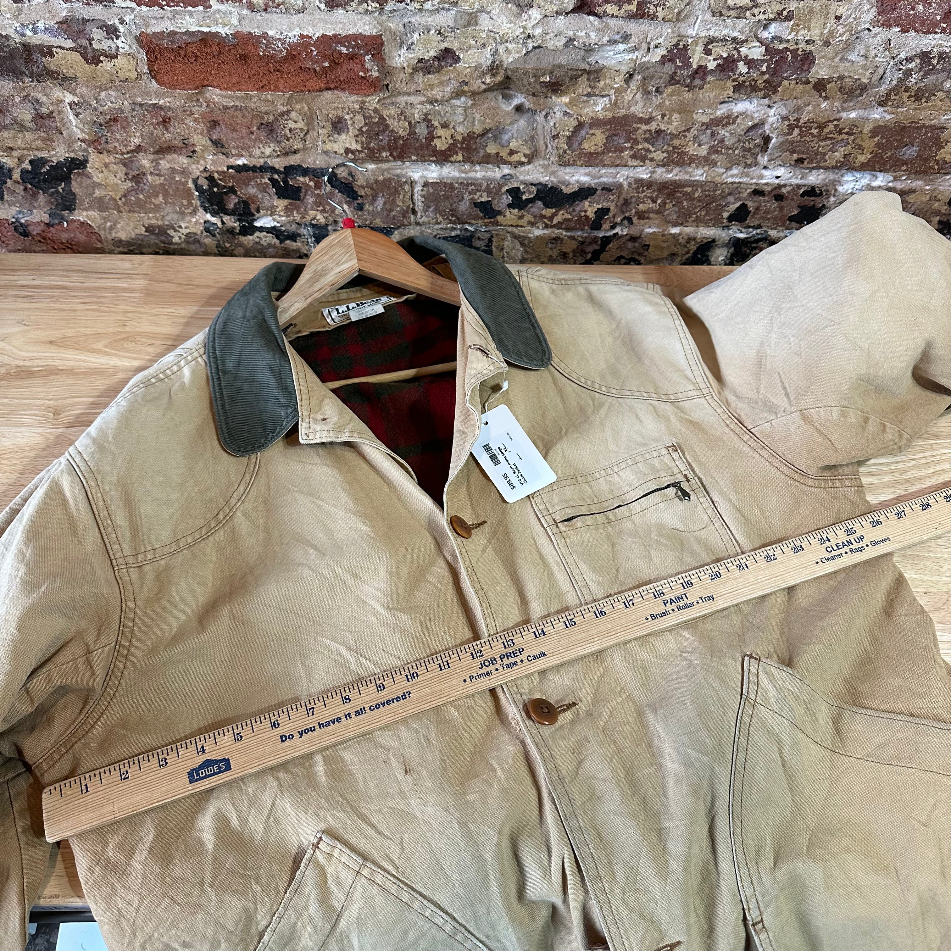 LL Bean Chore Jacket Mens XL Canvas Barn Coat Lined Corduroy Collar XL