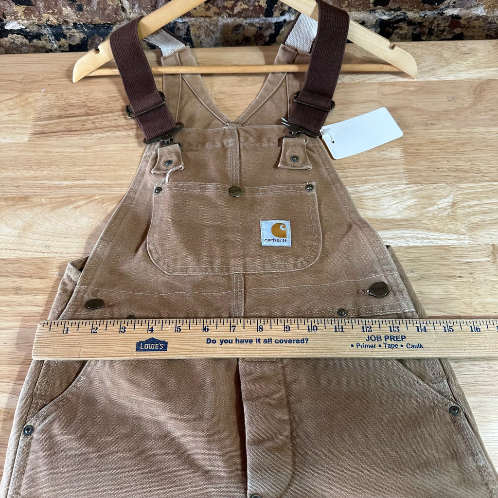 Vintage Carhartt Boy's Medium Brown Bib Insulated Overalls Double Knee Farm Bibs
