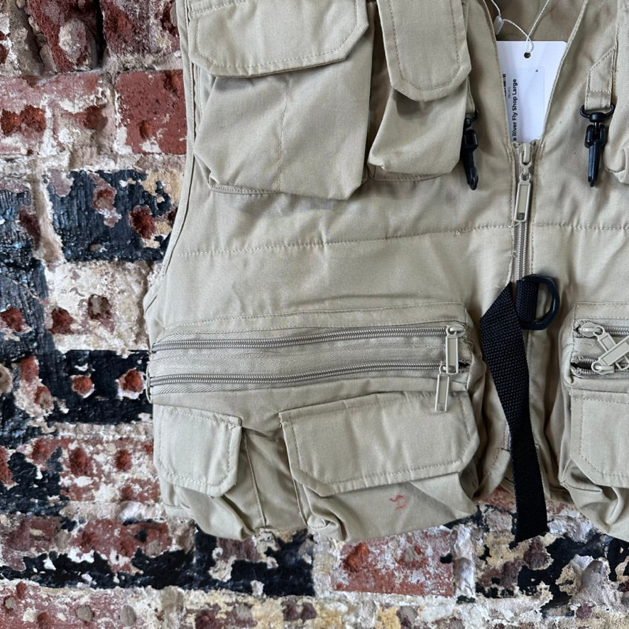 White River Fly Shop Fishing Vest Tan Multi-Pocket Utility Outdoor Size L