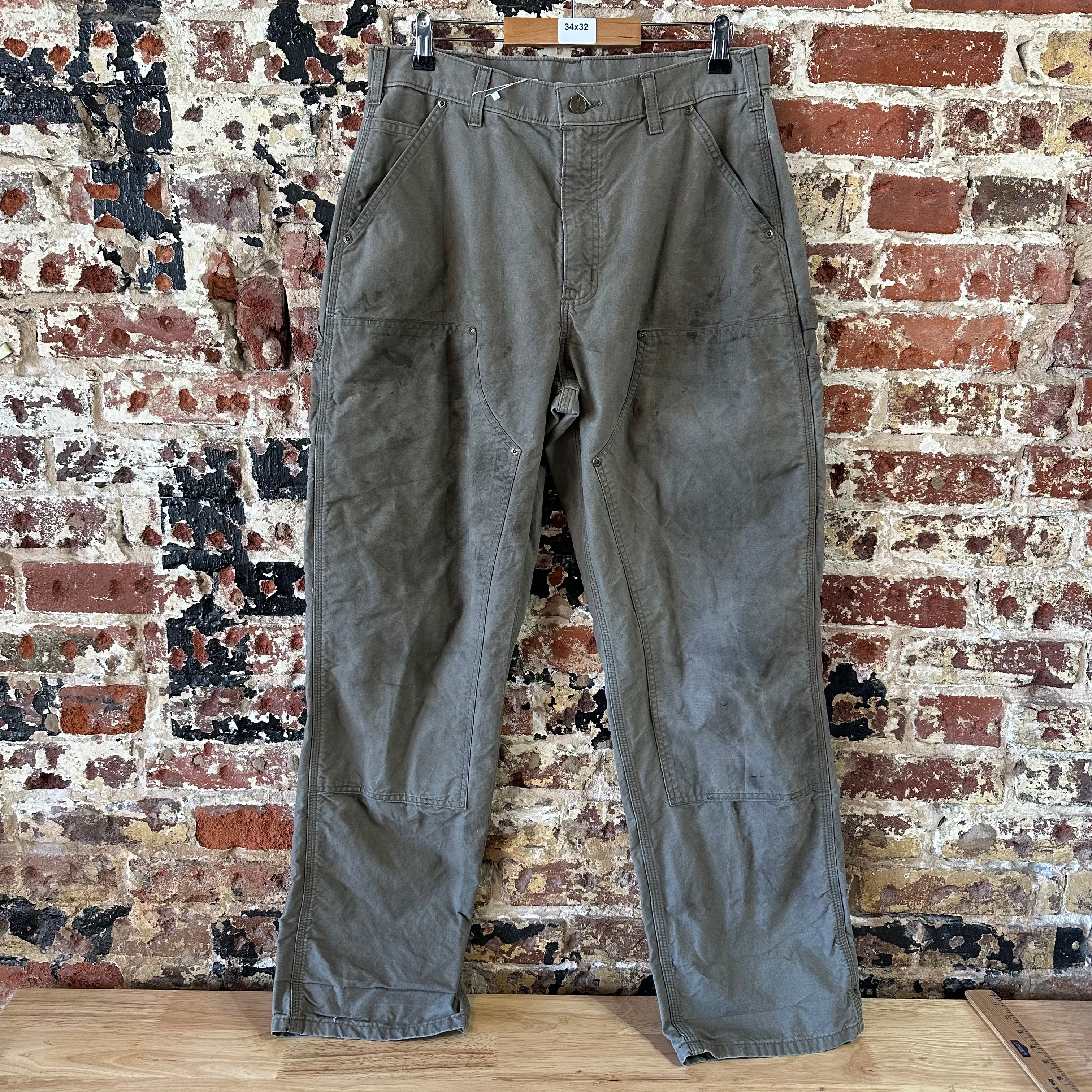 Carhartt Mens 34x32 Light Brown Double Knee Pants