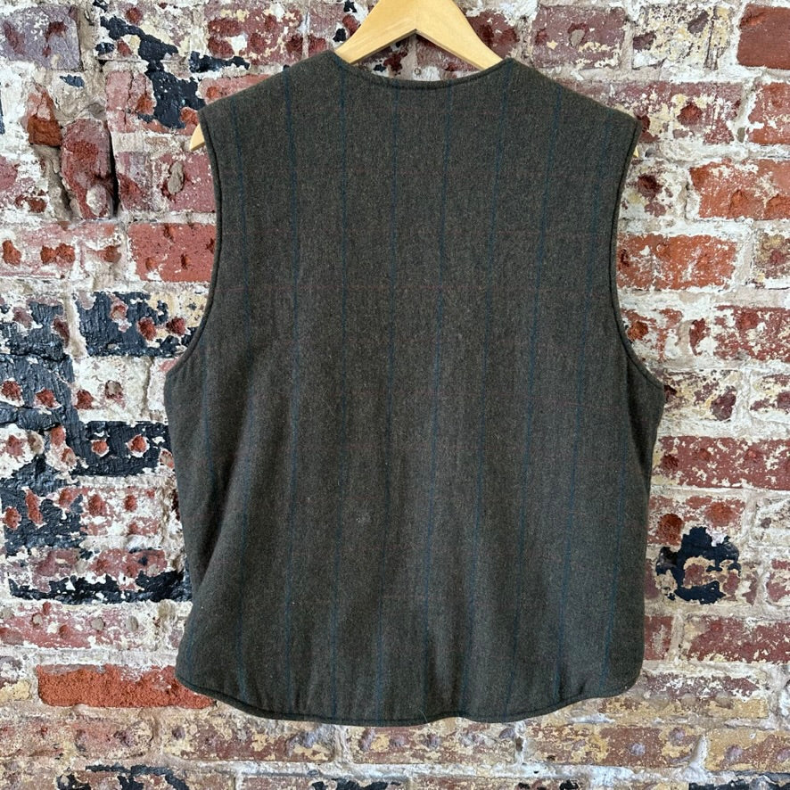 Woolrich Vest Mens Medium Wool Green Plaid Sherpa Lined Zipper Outdoor