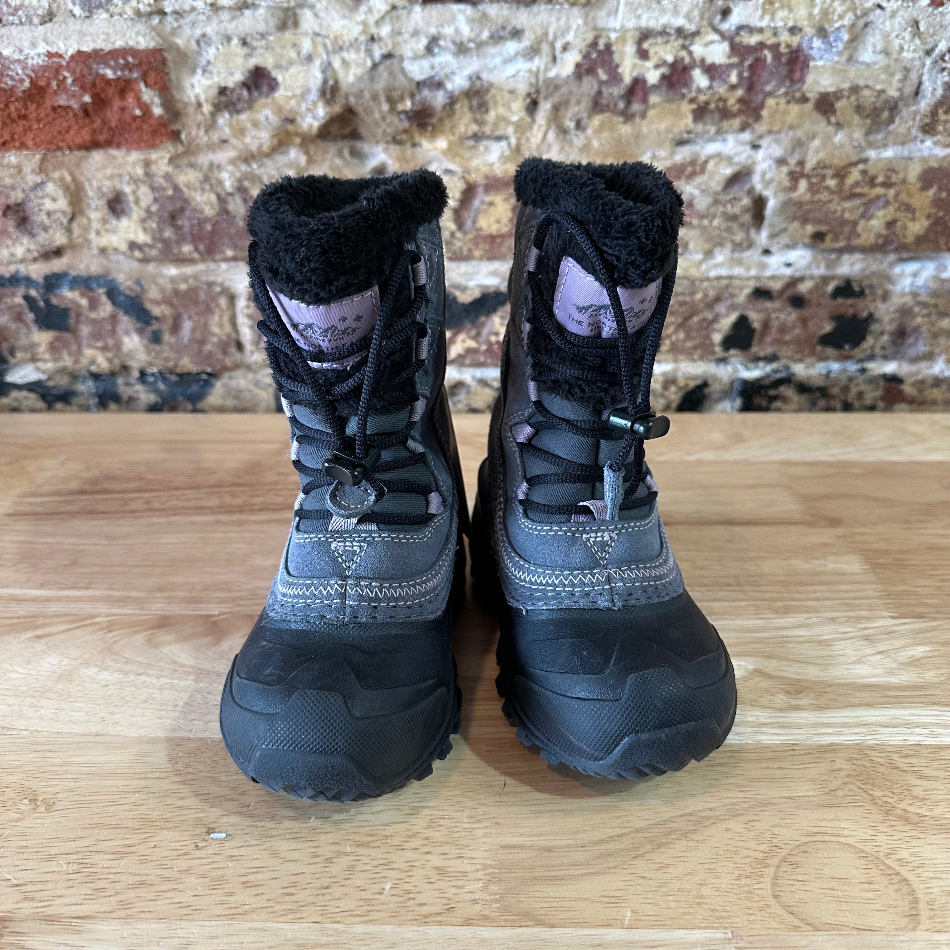 The North Face Snow Winter Boots Girls size 10 Gray Black Waterproof