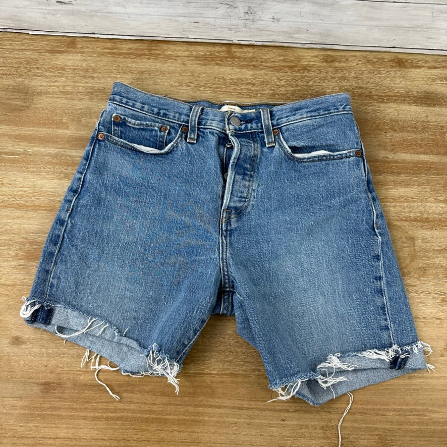 Levi's Cut Off Denim Blue Jean Shorts Womens 28 Distressed - 28x6"