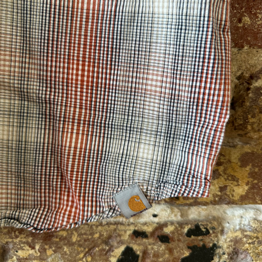 Carhartt shirt button up Short Sleeve Work Shirt Red Plaid Casual Mens Large