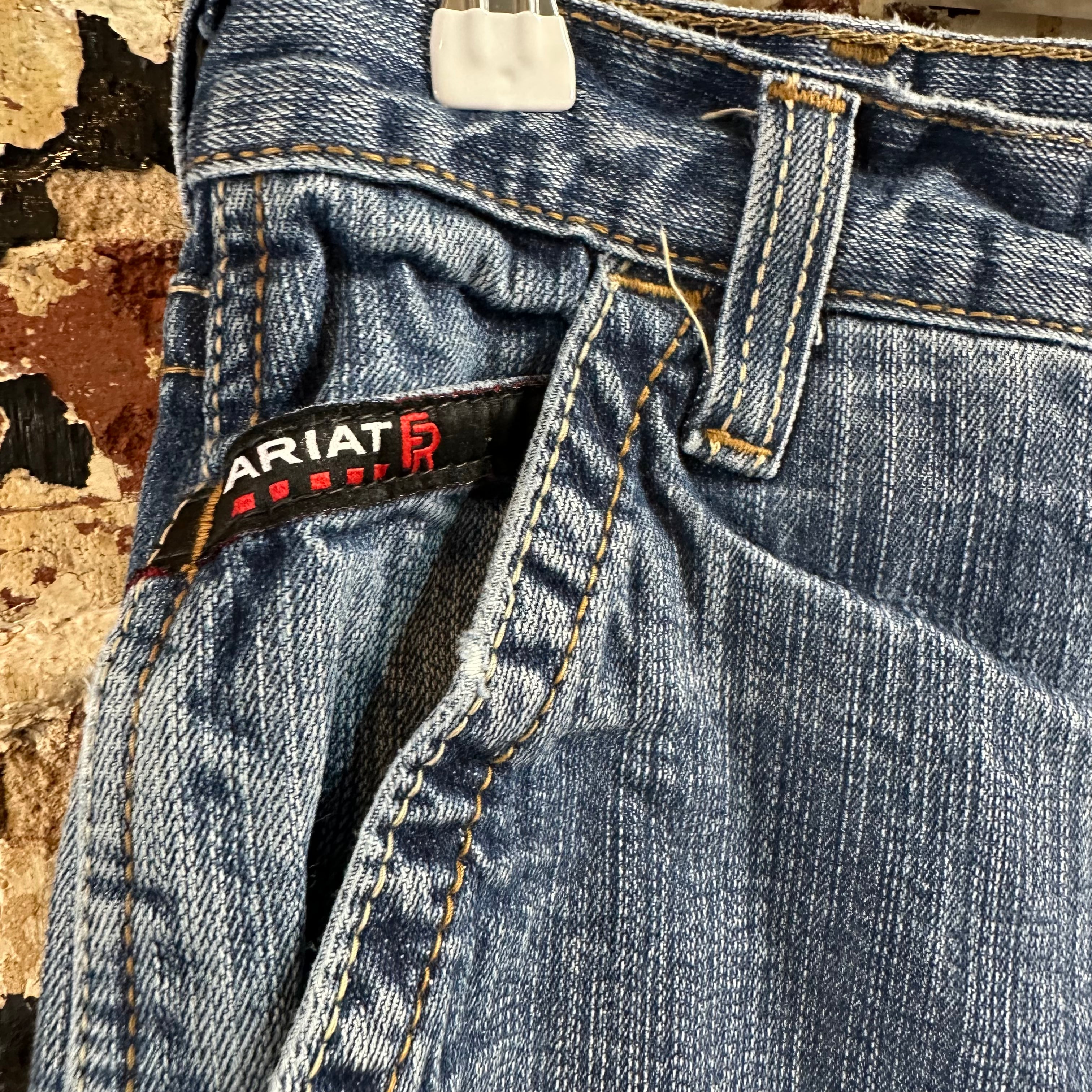 Ariat FR Jeans Men's 35x23.5 M7 Slim Straight Blue denim *HEMMED