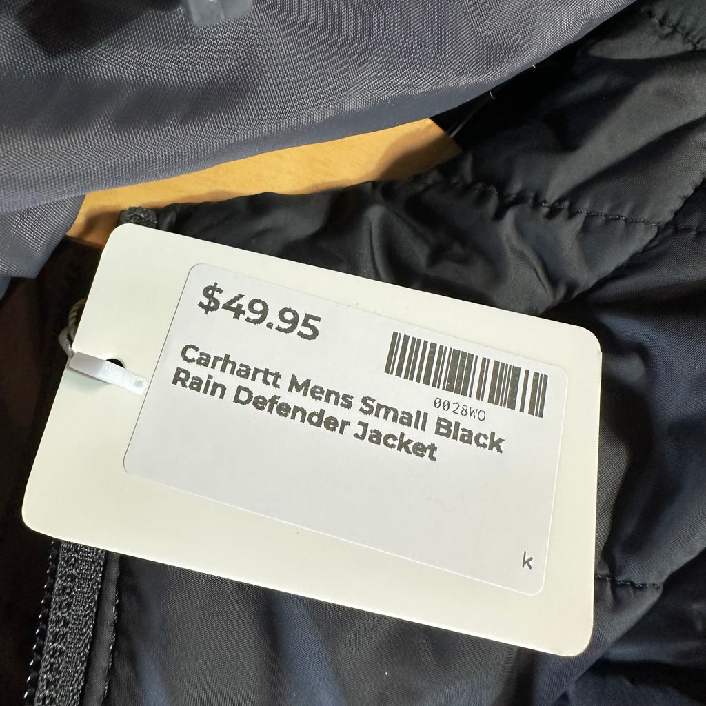 Carhartt Mens Small Rain Defender Black Jacket