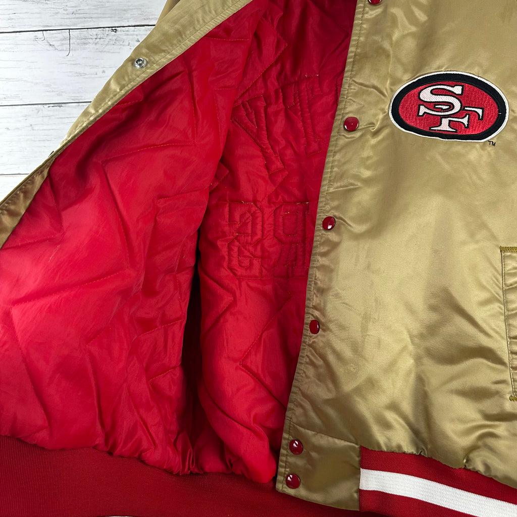 Vintage San Francisco 49ers SF Gold Satin Jacket Locker Line Mens Large