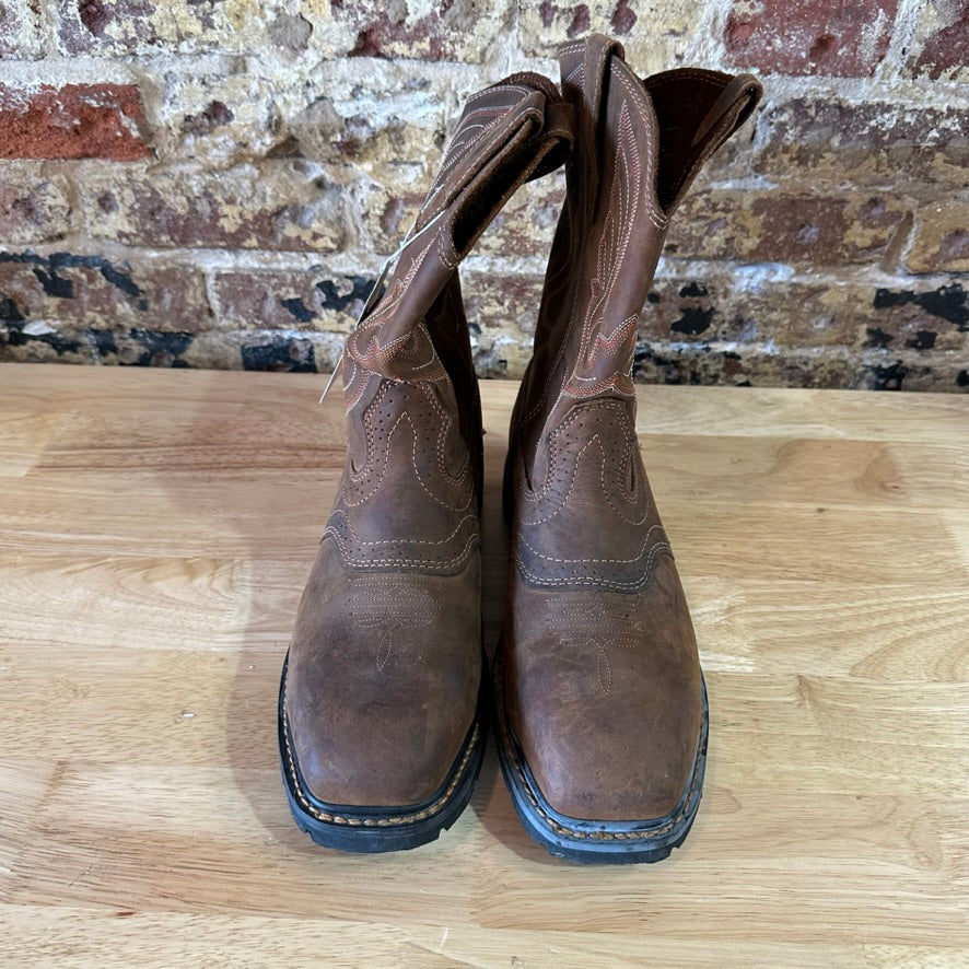 Cody James Brown Leather Western Cowboy Square Toe Mens Boots 10.5 EE Safety Toe