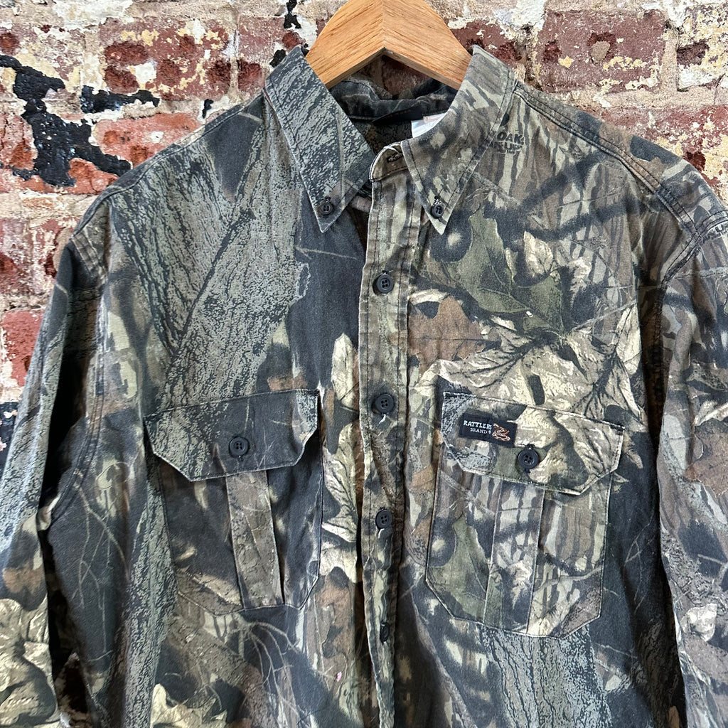 Rattlers Brand Mens Mossy Oak Break Up Camo Shirt Hunting Large Vintage