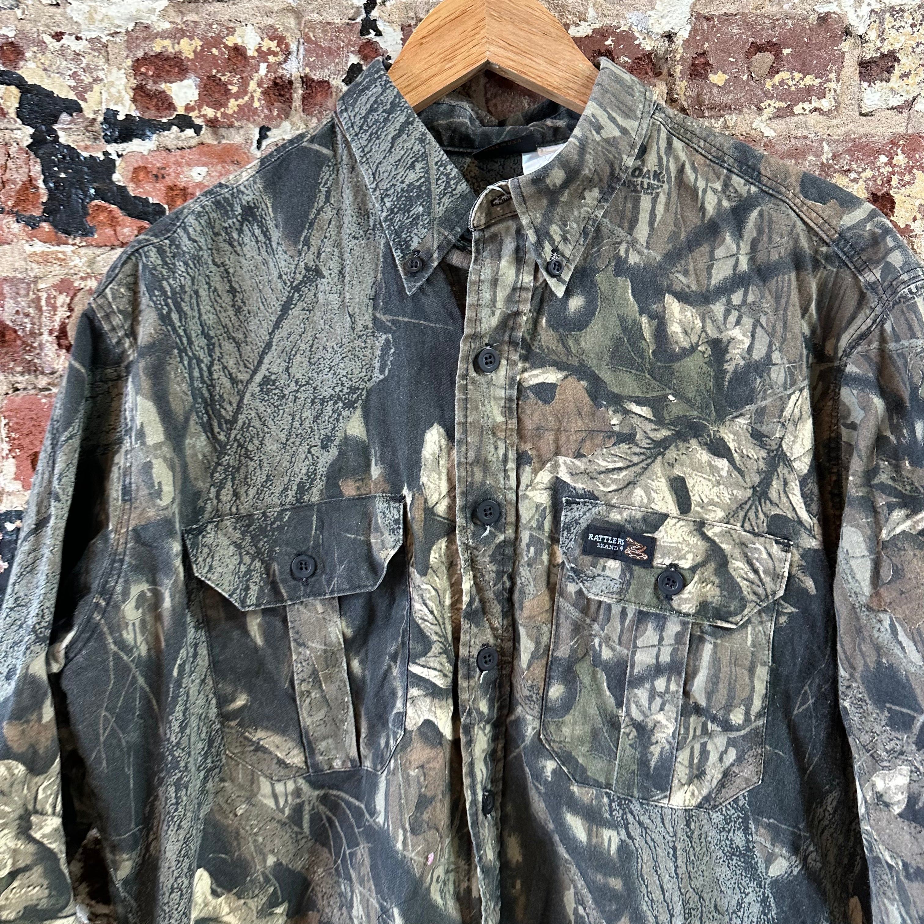 Rattlers Brand Mens Mossy Oak Break Up Camo Shirt Hunting Large Vintage