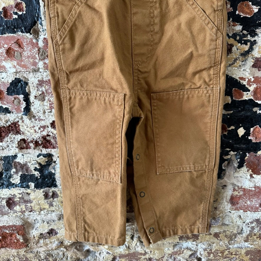 Carhartt Brown Overall Bibs Kids 18M Farm Work Toddlers double knee