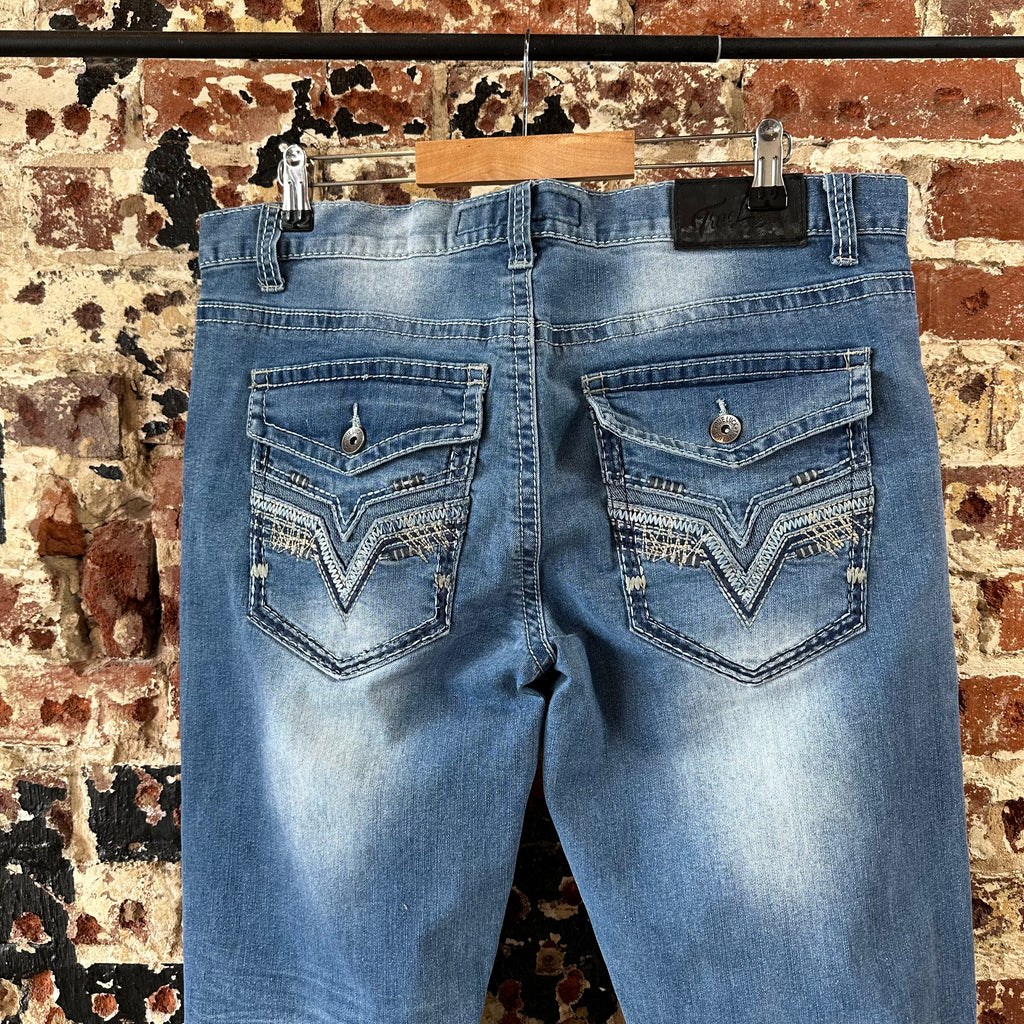 True Luck Mens 34x30 Blue Jeans