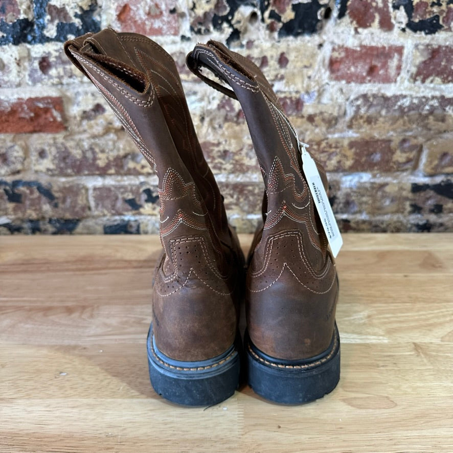 Cody James Brown Leather Western Cowboy Square Toe Mens Boots 10.5 EE Safety Toe