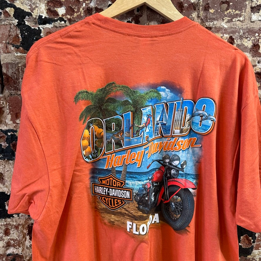 Harley Davidson Men's 2XL Short Sleeve Orange T-Shirt NEW