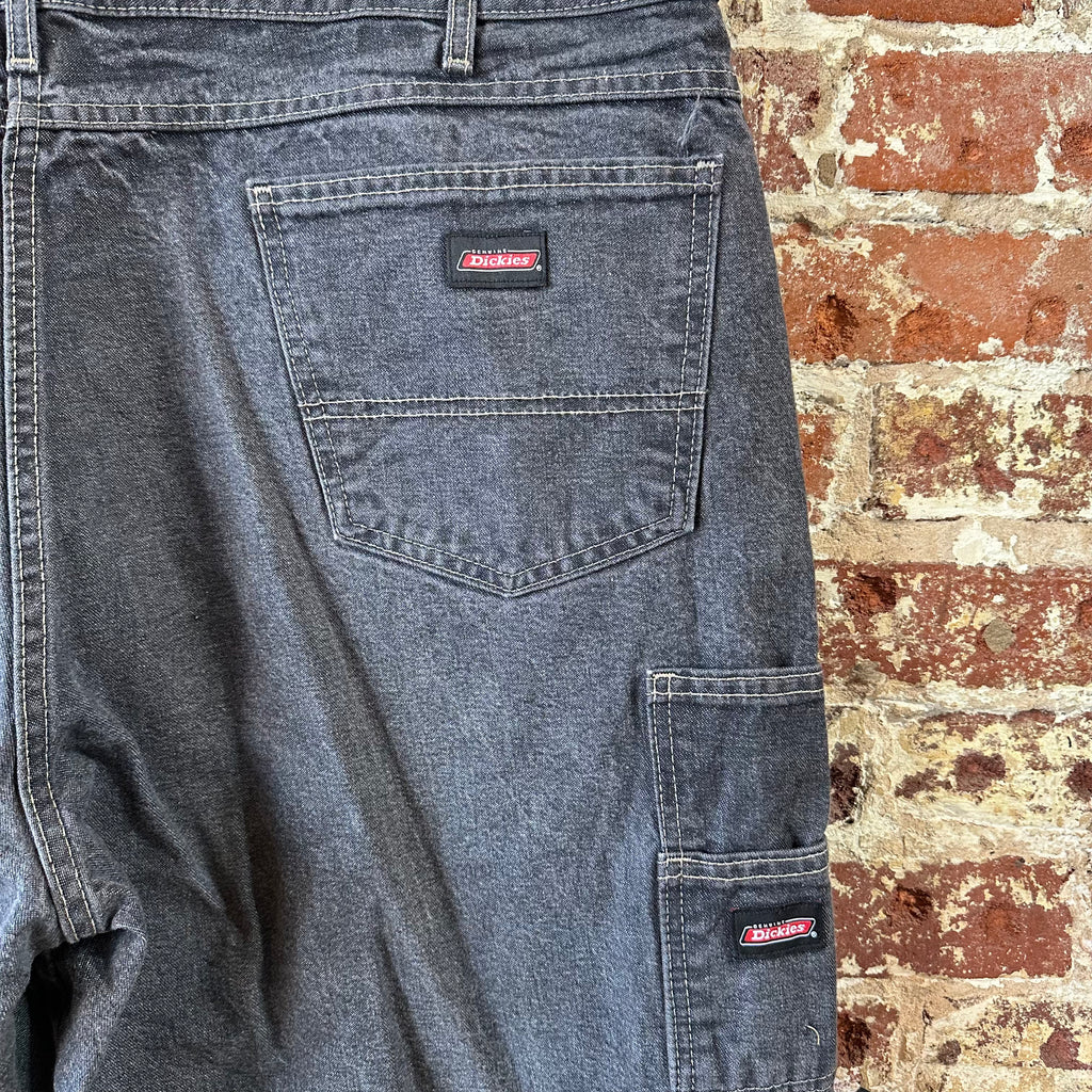 Dickies Shorts Mens 44 Logo Black Denim Jean Workwear 12.5" inseam Y2K Baggy