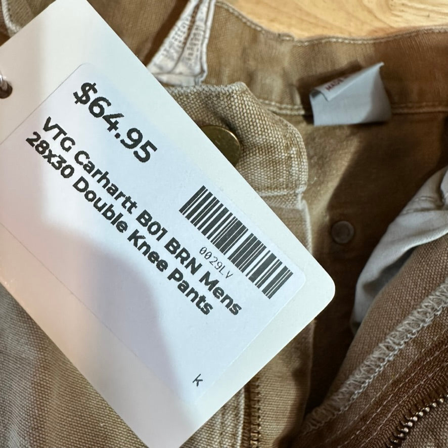 Carhartt B01 BRN Mens 28x30 Double Knee Pants
