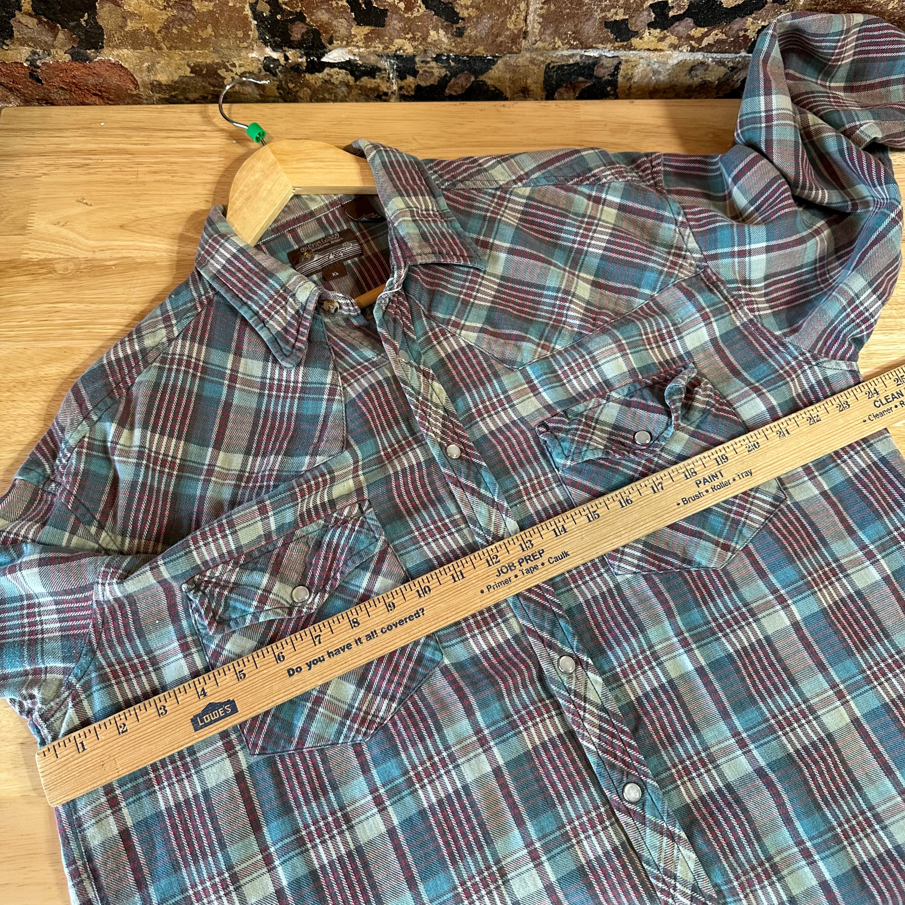 VTG Outlaw Mens XL L/S Western Flannel Shirt