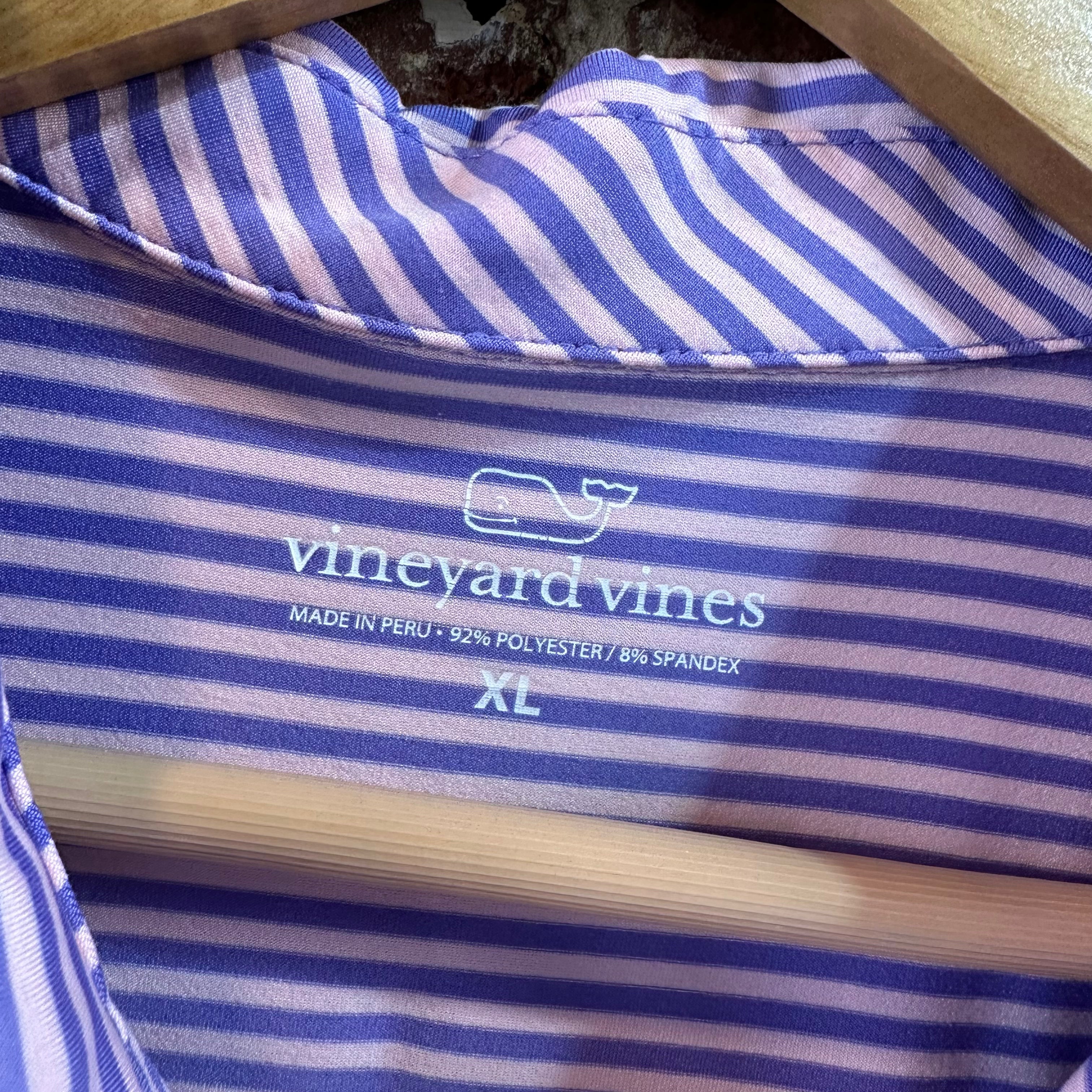 Vineyard Vines Golf Shirt Polo Mens XL Purple Striped Short Sleeve