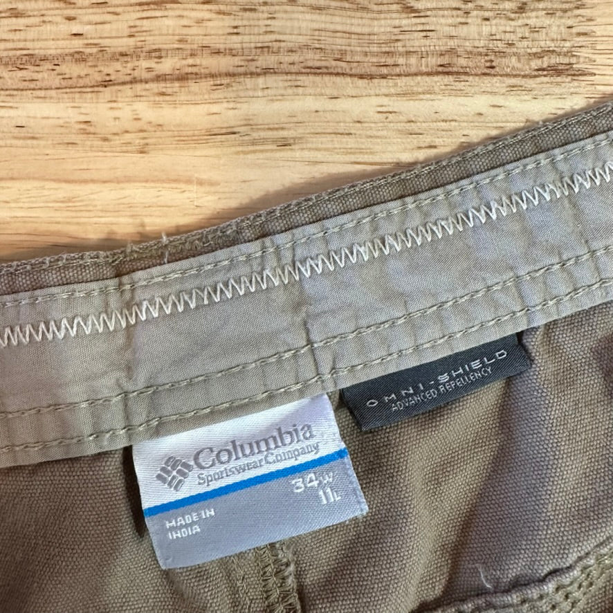 Columbia Shorts Mens 34 Fishing Tan Outdoor Hiking