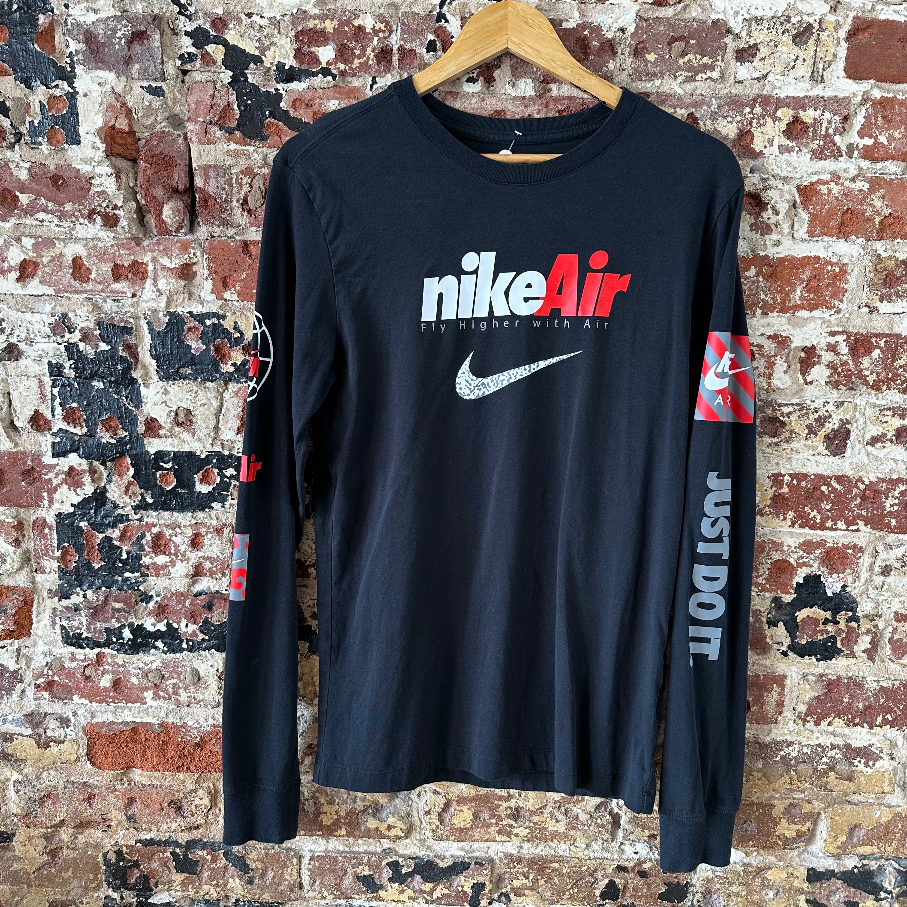 Nike Air Mens Size Small Black Long Sleeve T-Shirt Graphic