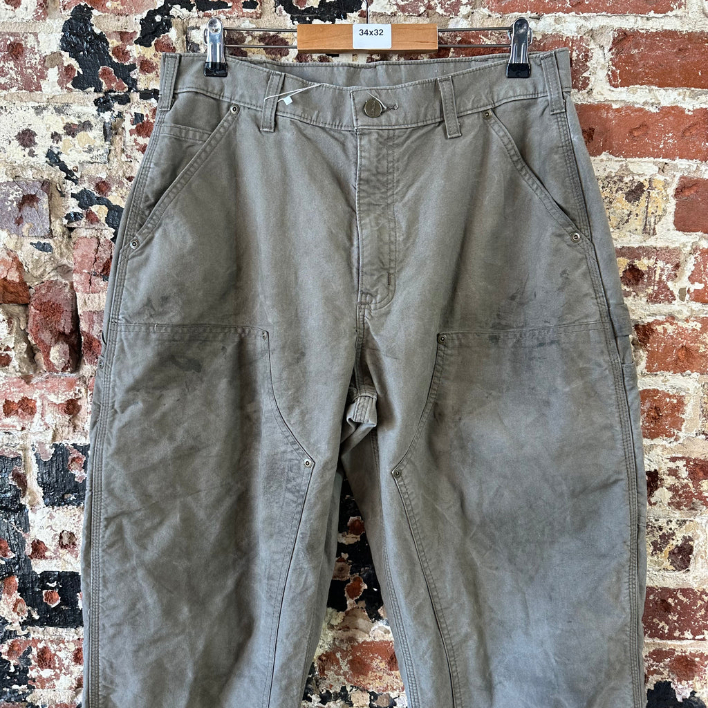 Carhartt Mens 34x32 Light Brown Double Knee Pants