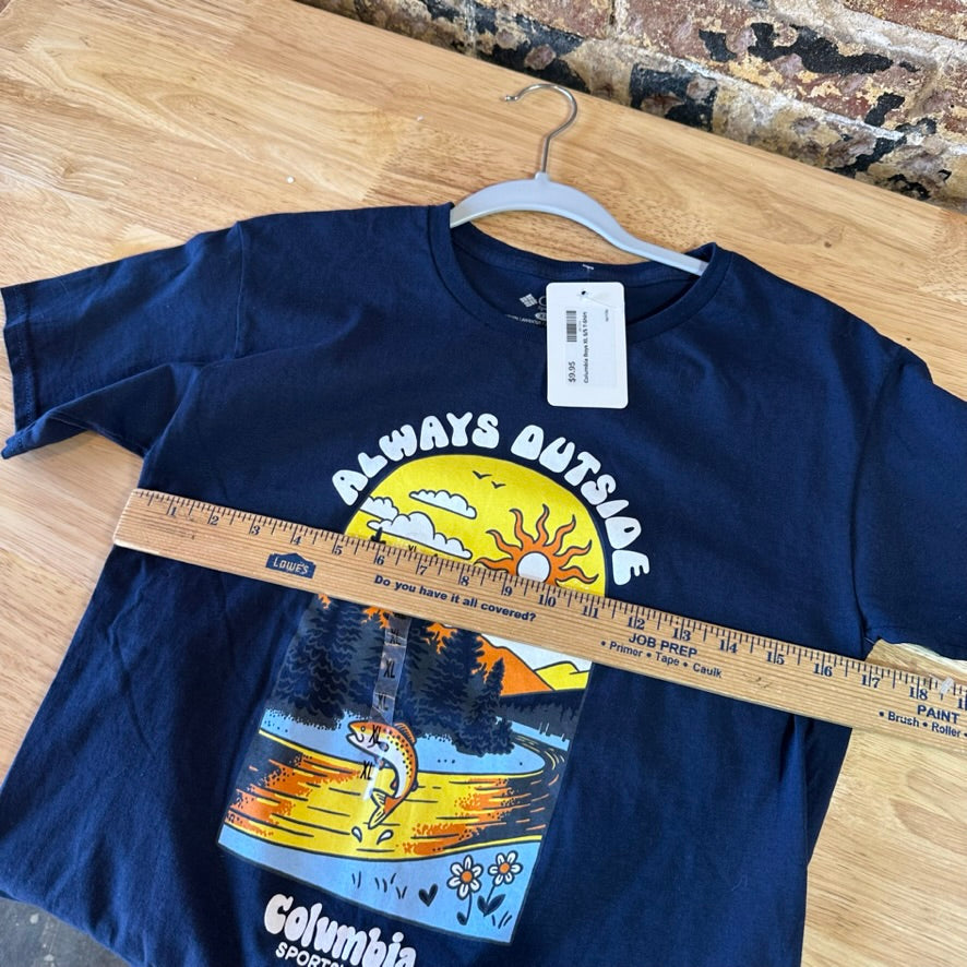 Columbia Fleece Boys XL Short Sleeve T-shirt Navy Blue Always Outside