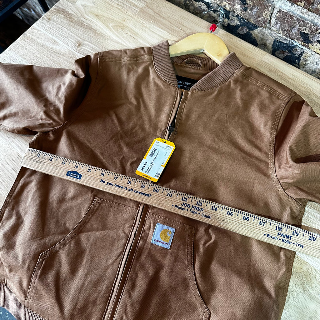 Carhartt Jacket Youth Girls Large (14) Rugged Flex Canvas Bomber Coat NEW Brown