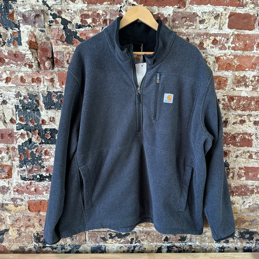 Carhartt Sweatshirt Mens 2XL Gray Quarter Zip Pullover Fleece Pockets