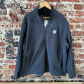 Carhartt Sweatshirt Mens 2XL Gray Quarter Zip Pullover Fleece Pockets