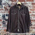 Larry Mahan Brown Snap Button Up Shirt Long Sleeve Western Mens Size Medium